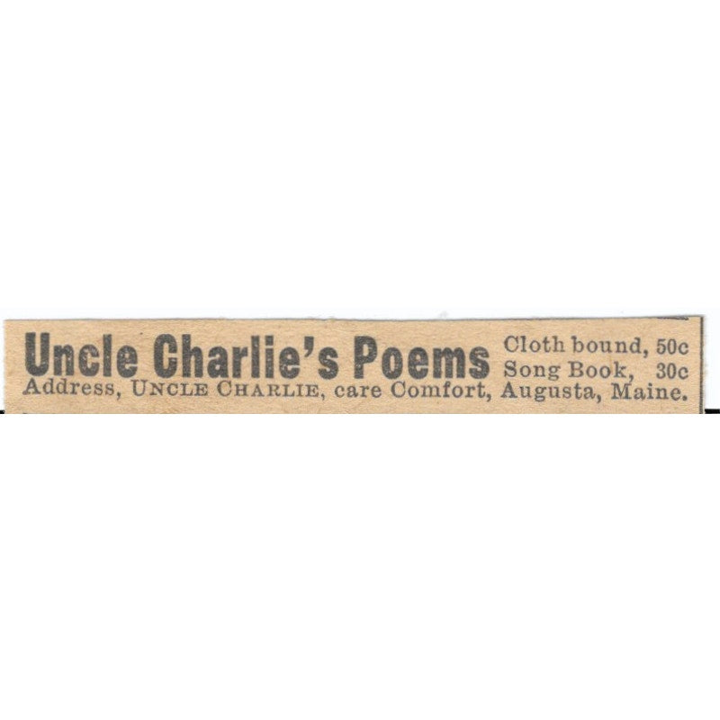 Uncle Charlie's Poems Augusta Maine Magazine Ad AF1-SS7