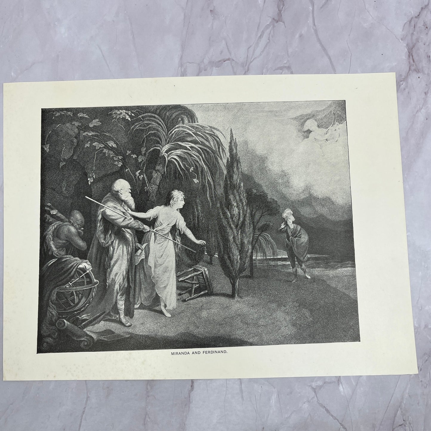 Miranda and Ferdinand Antique 8.5x11.5" Engraving Art Print V20
