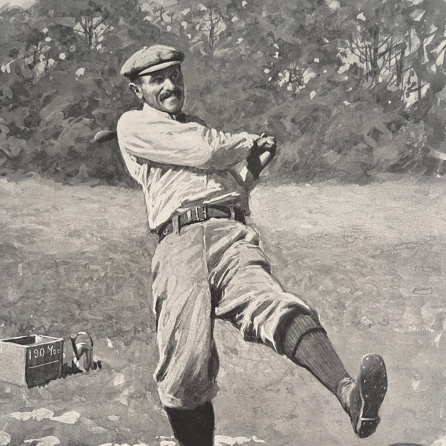 The Duffer - Golfing Scene - Original 1904 A.B. Frost Art Print V26-4