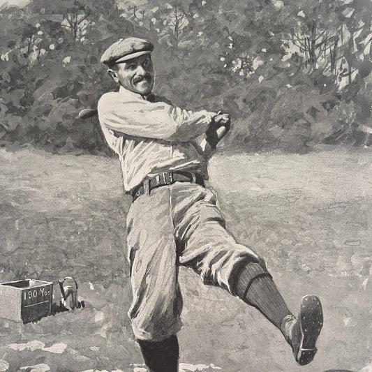 The Duffer - Golfing Scene - Original 1904 A.B. Frost Art Print V26-4
