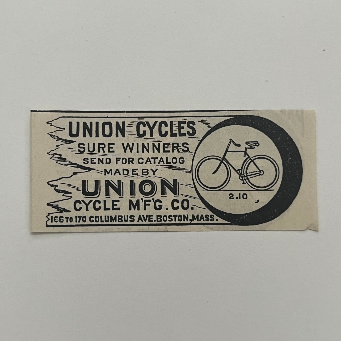 Union Cycles Bicycles Union Cycle Mfg Co Boston MA 1892 Ad AG2-S24