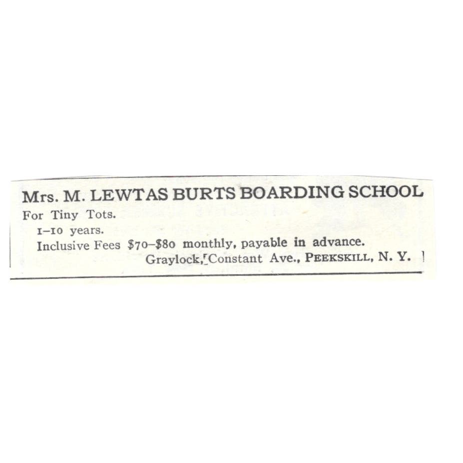 Mrs. M. Lewtas Burts Boarding School Peekskill NY c1918 Advertisement AE5-SA7