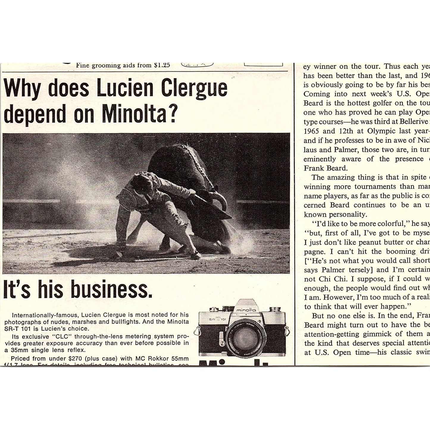 Jarman Golf Bags Bag Boy Clubster Play Day Portland OR 1967 Ad AG2-2