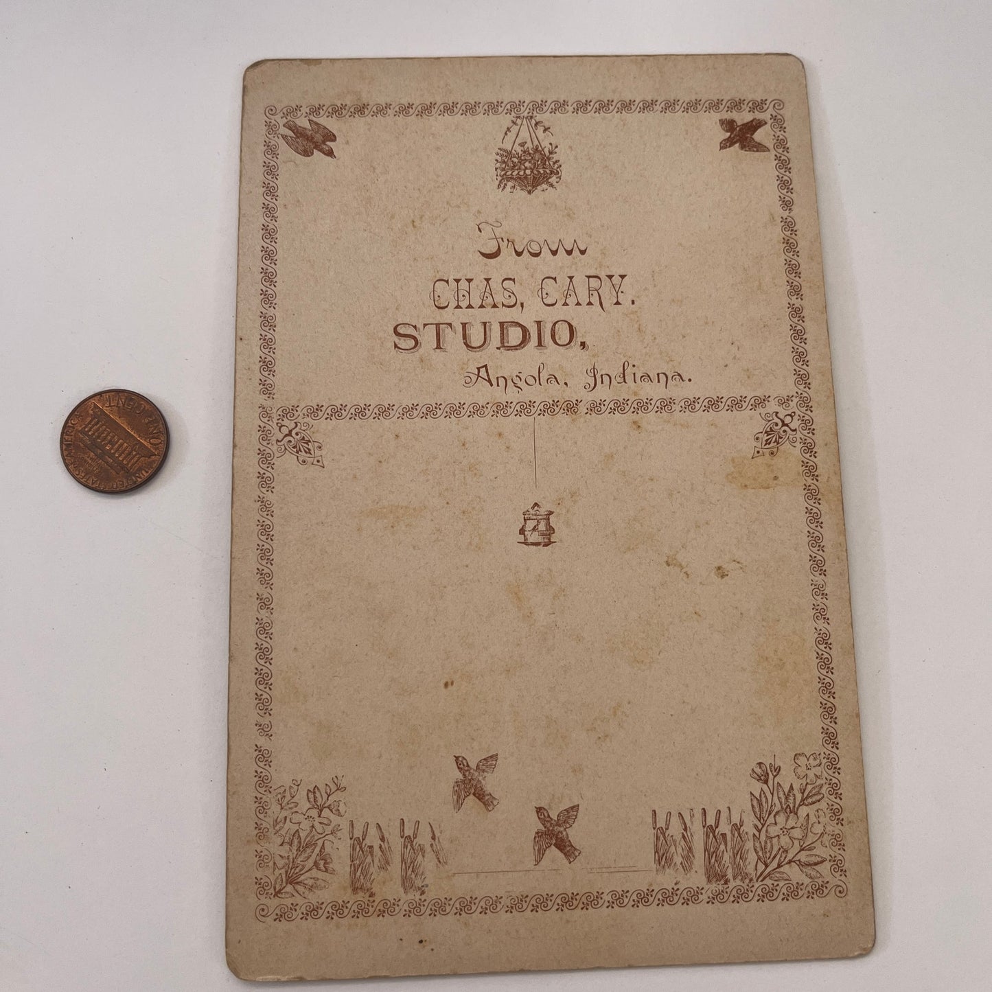 Family Portrait - Chas. Cary Studio Angola IN Antique Victorian CDV Card TK3-G