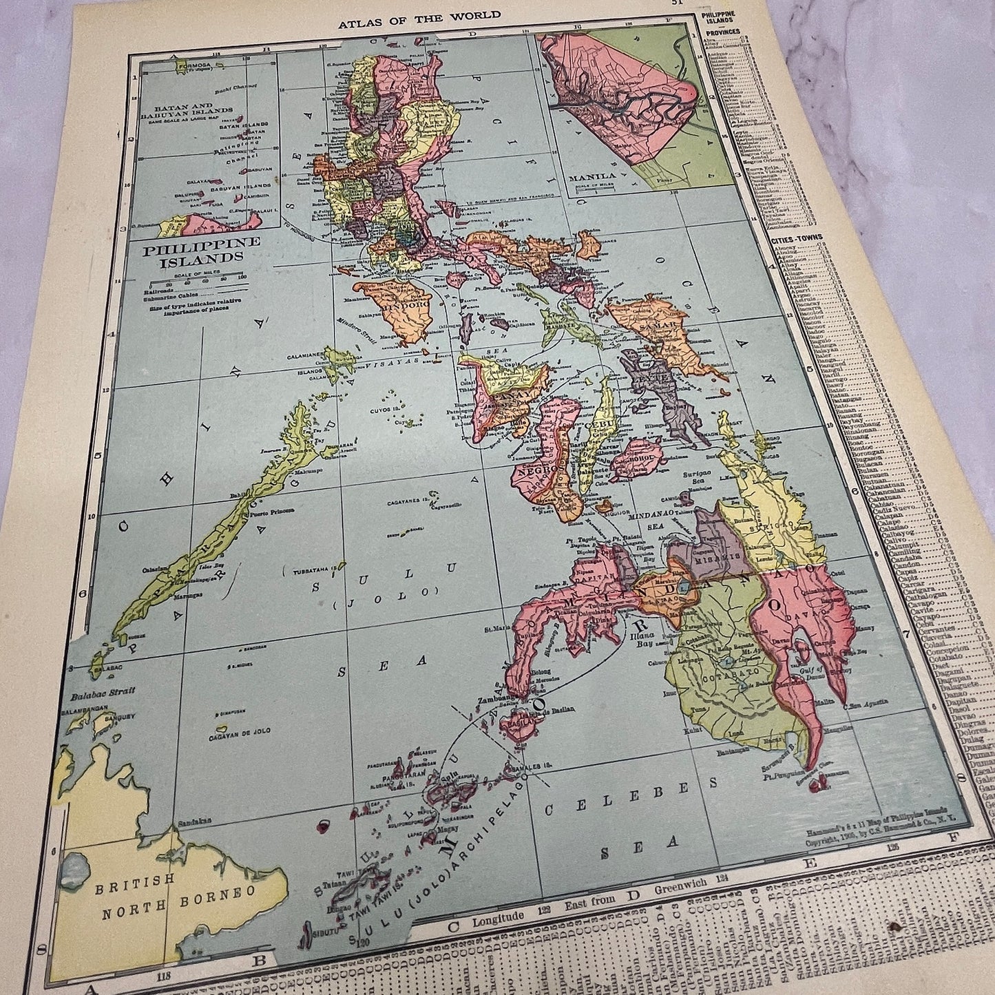 Map of The Philippine Islands Double Sided 1910 Print V14-7