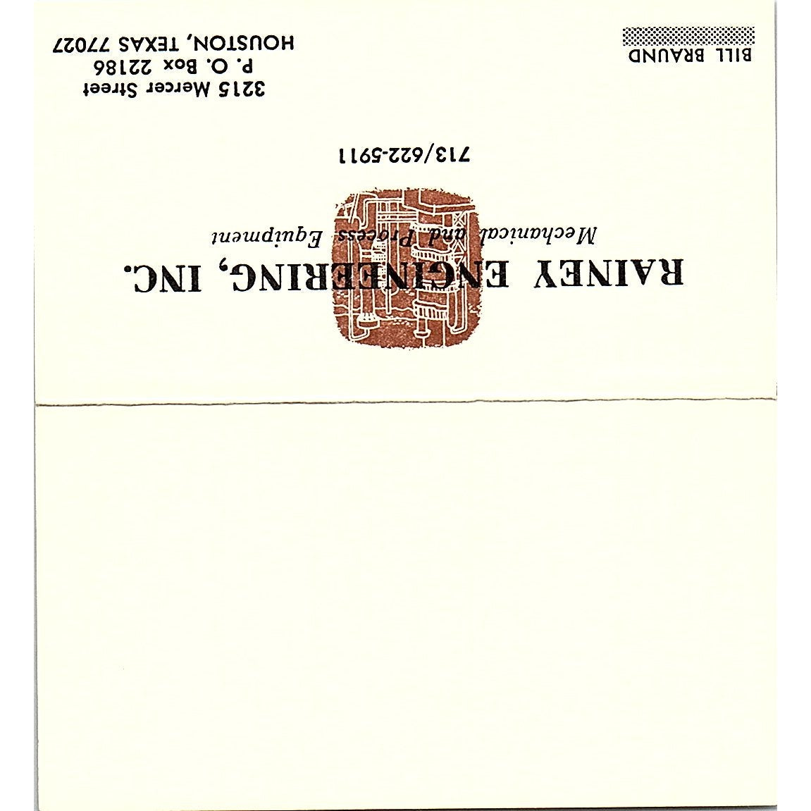 Rainey Engineering , Texas US Vintage Business Card SF3-B9