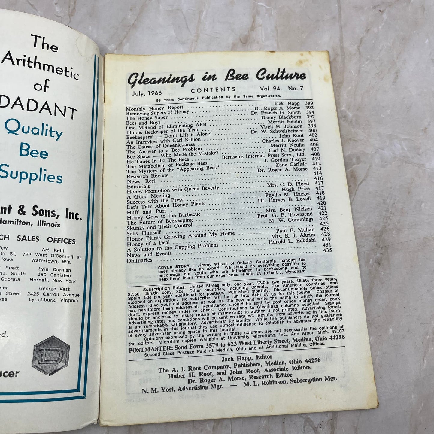 1966 July Gleanings in Bee Culture Magazine Bees Beekeeping Honey TD7
