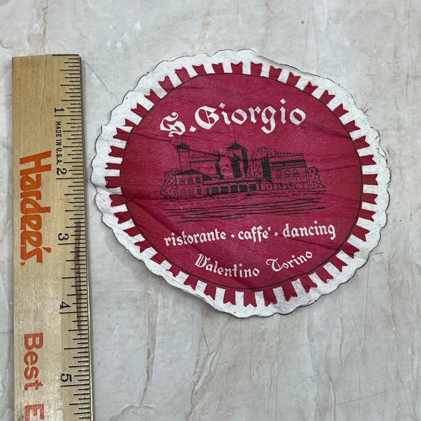 S. Giorgio Ristorante Caffe Valentino Torino Coaster Napkin 4" AE3