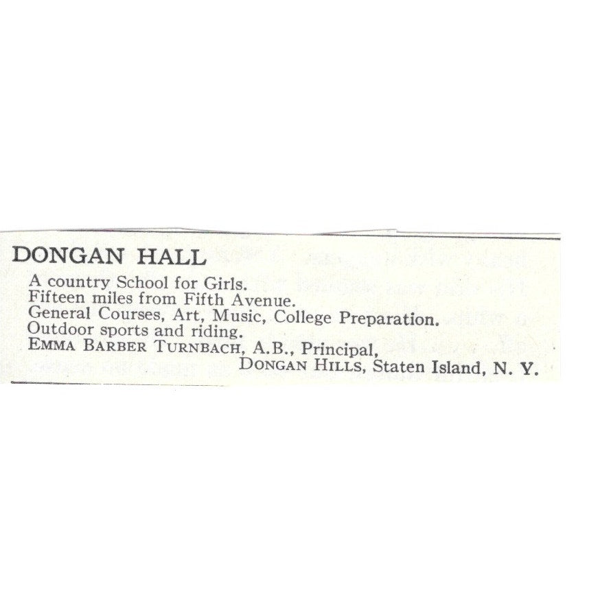 Dongan Hall Staten Island NY Emma Turnbach c1920 Harper's Magazine Ad AG4-S8