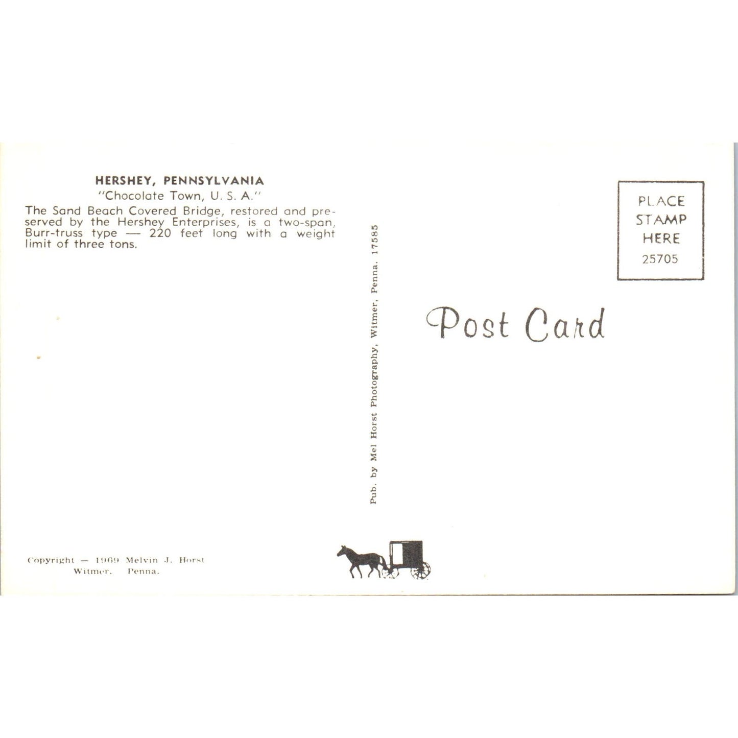 Sand Beach Bridge Hershey PA Vintage Covered Bridge Postcard PC17