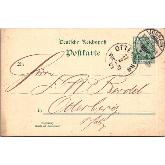 Chr. Vortisch Lorrach F.W. Berdel Otterberg 1902 German Reich Postcard TE2-GRQ