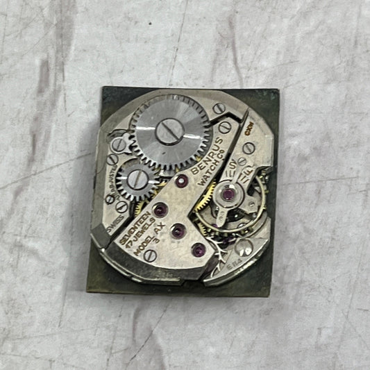 Vintage Benrus Watch Movement & Dial Model AX3 17 Jewel Repairs Parts SE5