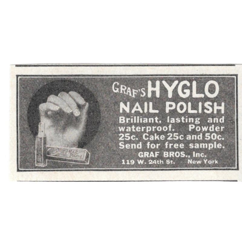 Hyglo Nail Polish Graf Bros New York 1918 Magazine Ad AF1-SS3
