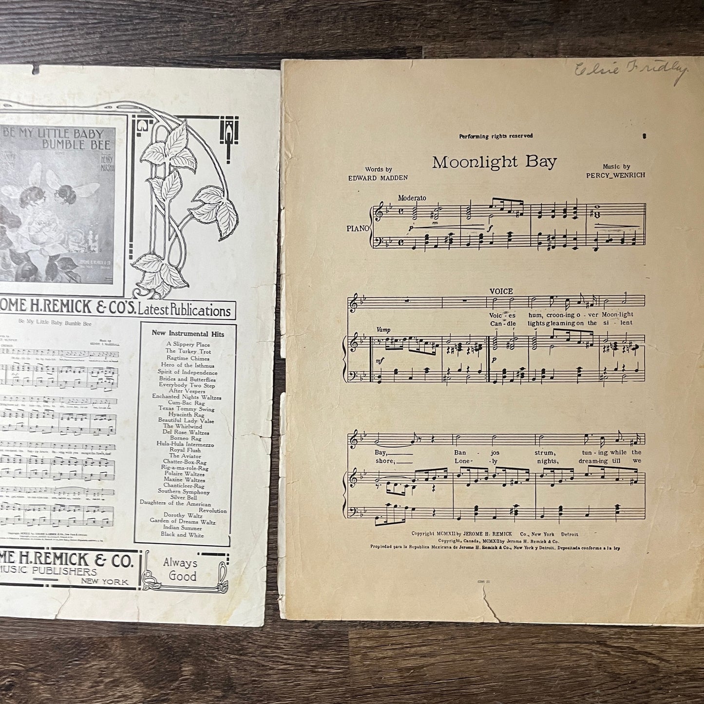 Moonlight Bay Song Edward Madden Percy Wenrich 1912 Sheet Music V13