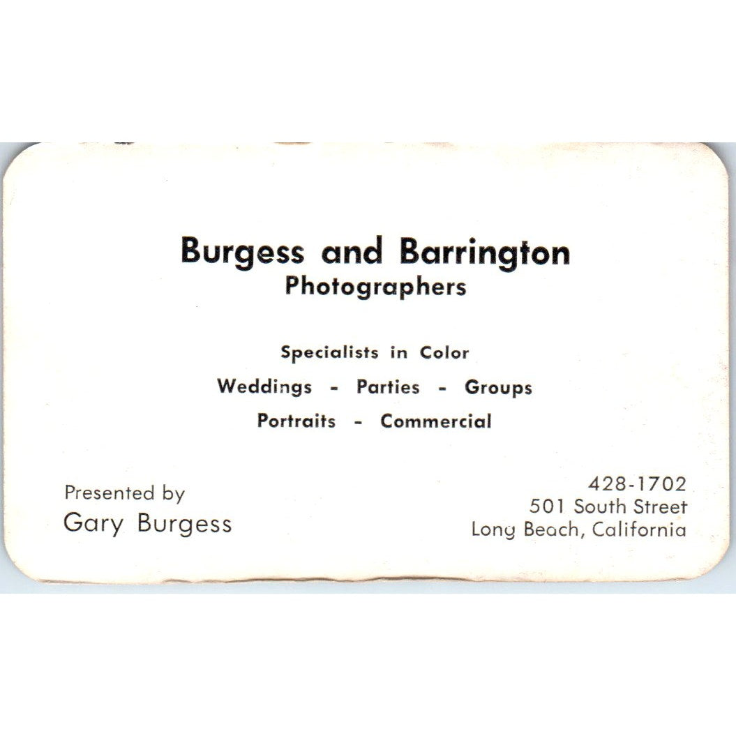 Gary Burgess & Barrington Photographers Long Beach Vintage Business Card SD8-B17