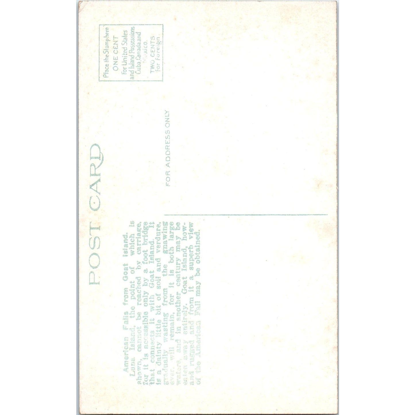 American Falls Goat Isle Niagara Falls Vintage Original Postcard PC10