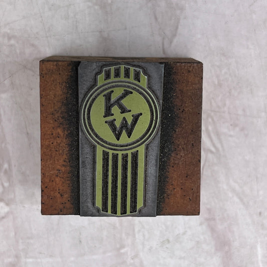 Retro Art Deco Kenworth KW Logo Vintage Letterpress Printers Block Plate SF5