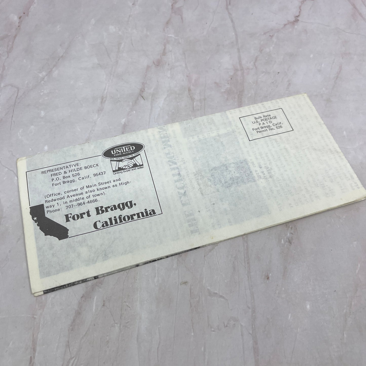 1970 Fort Bragg California Fold Out Travel Brochure TH9-CB