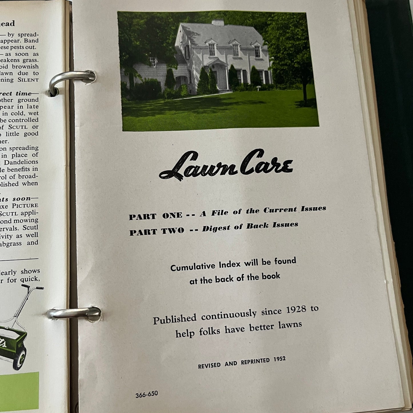1950-1958 Scotts Lawn Care Book - O. M. Scott & Sons Marysville Ohio TK3