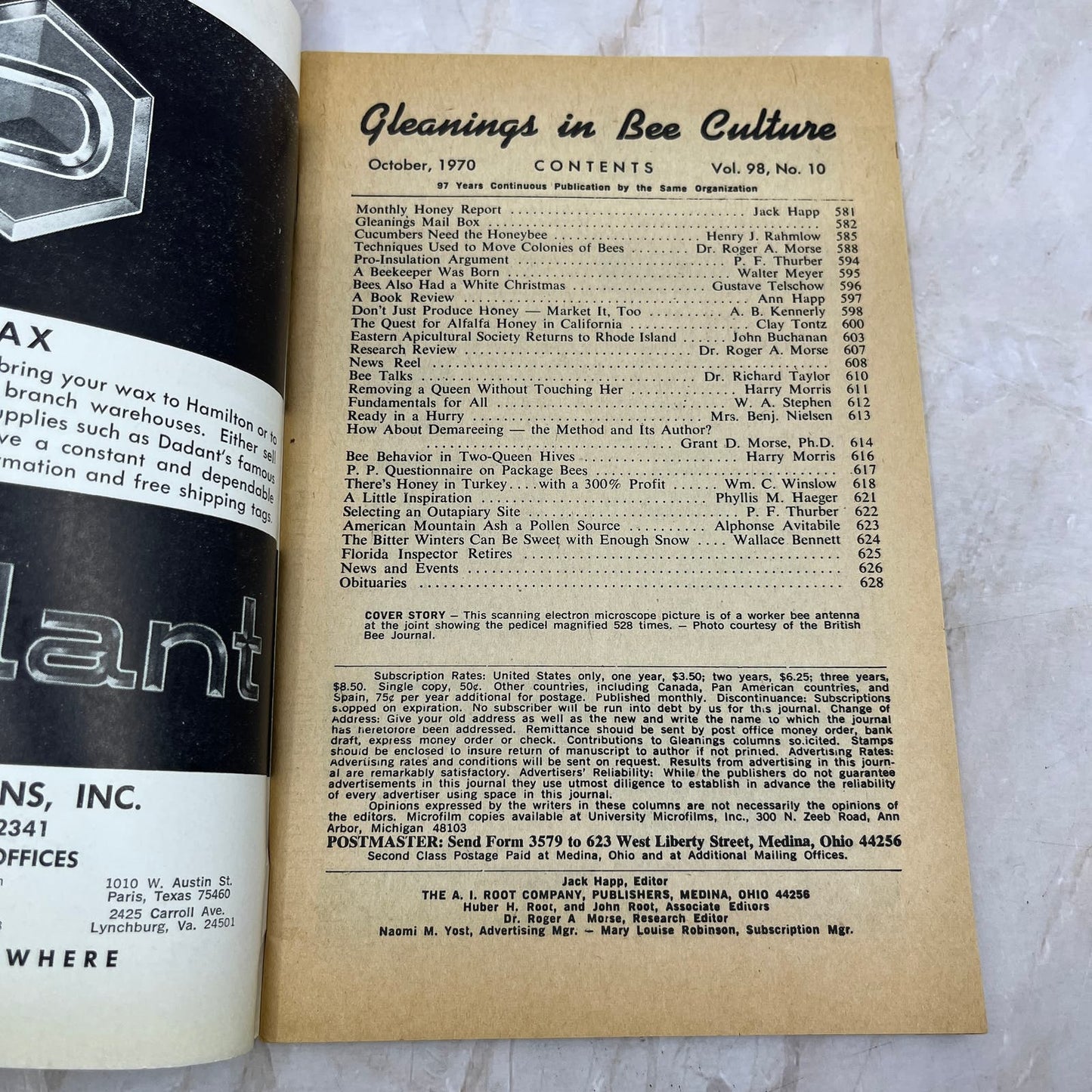 1970 Oct Gleanings in Bee Culture Magazine Bees Beekeeping Honey M8