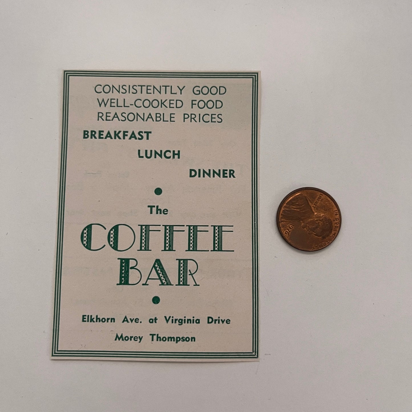 The Coffee Bar Morey Thompson Elkhorn Ave 1957 Estes Park CO Ad AG3-M7