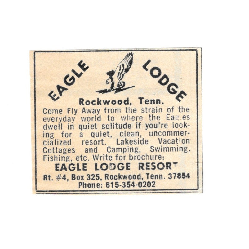 Eagle Lodge Resort Rockwood Tennessee 1977 Ad AF6-S1