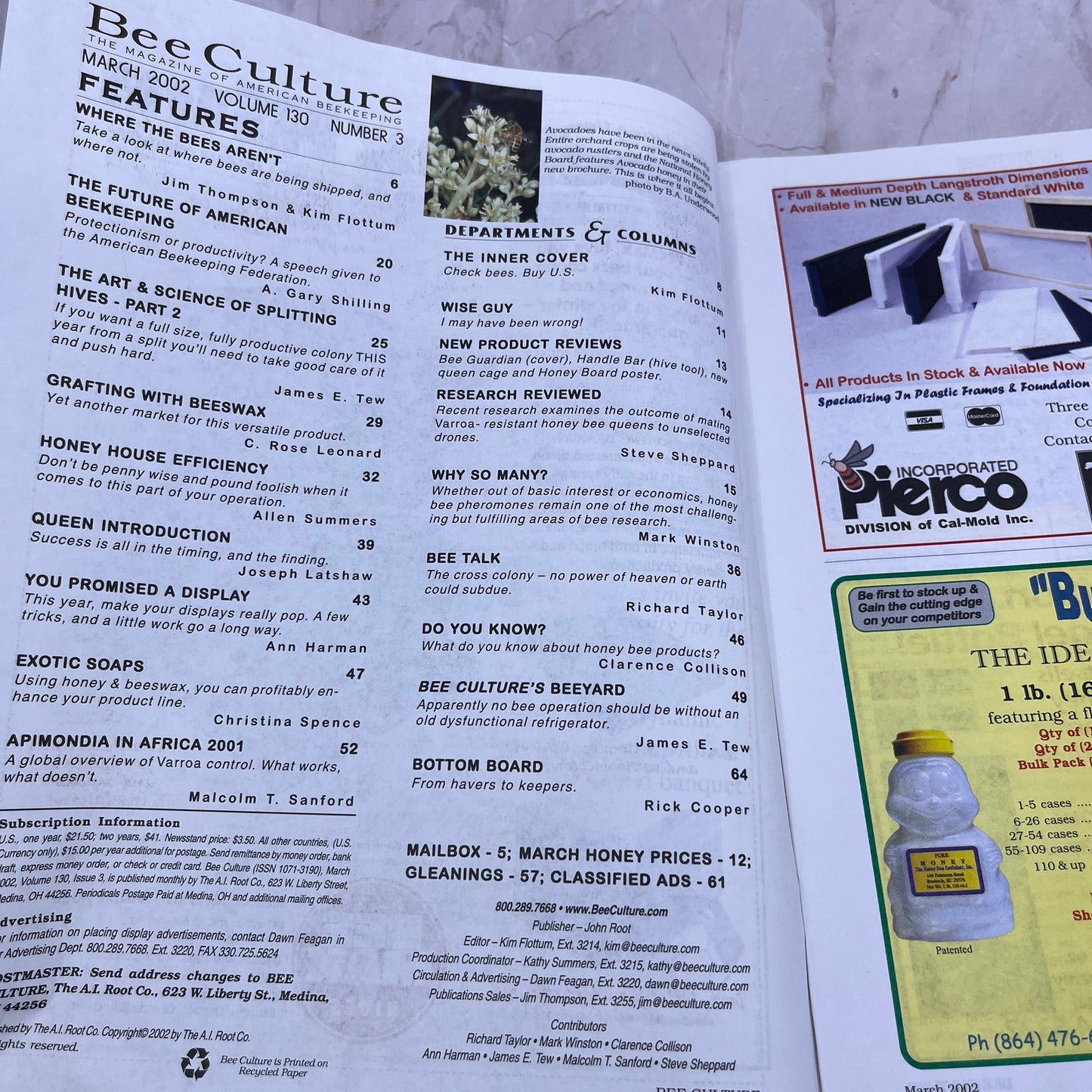 2002 Mar - Bee Culture Magazine - Bees Beekeeping Honey M32