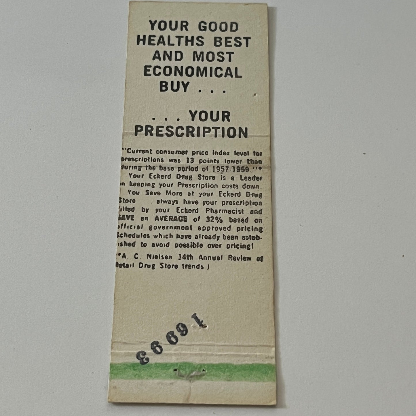 Eckerd Drugs Americas Family Drug Stores Vintage Matchbook Cover TB6-MB2-6