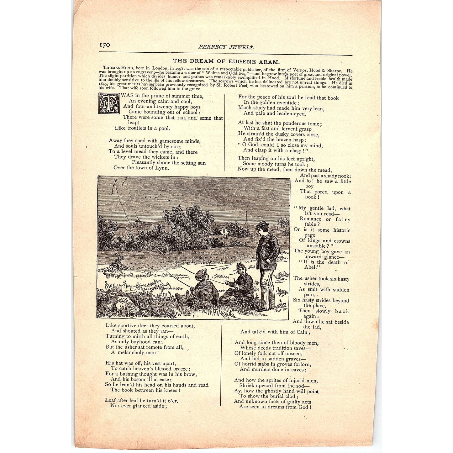 The Dream of Eugene Aram - Thomas Hood 2 Pages 1884 Poem TA5-CJ-4