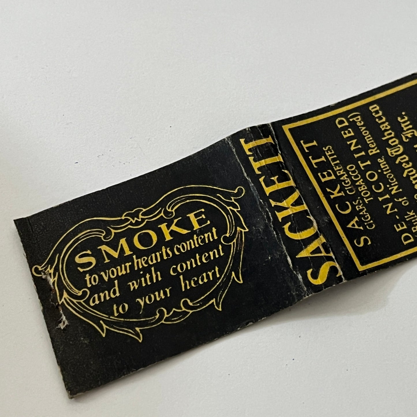 Sackett De-Nicotined Tobacco Bonded Tobacco Co Inc NY Matchbook Cover TB6-MB1-13