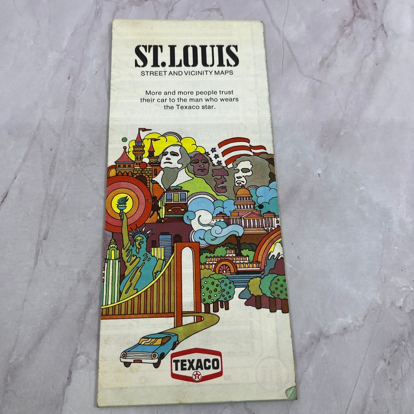 1971 St. Louis Street and Vicinity Maps Texaco Travel Fold Out Map TH2-MP1