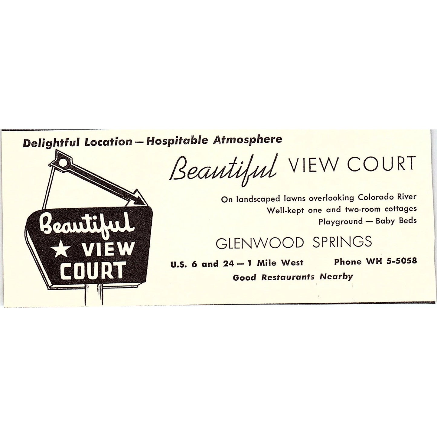 Beautiful View Court Motel Glenwood Springs CO 1958 Ad AG1-M3
