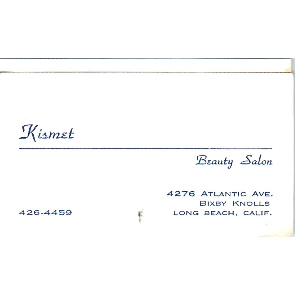 Kismet Beauty Salon Bixby Knolls Long Beach CA Vintage Business Card SD8-B11