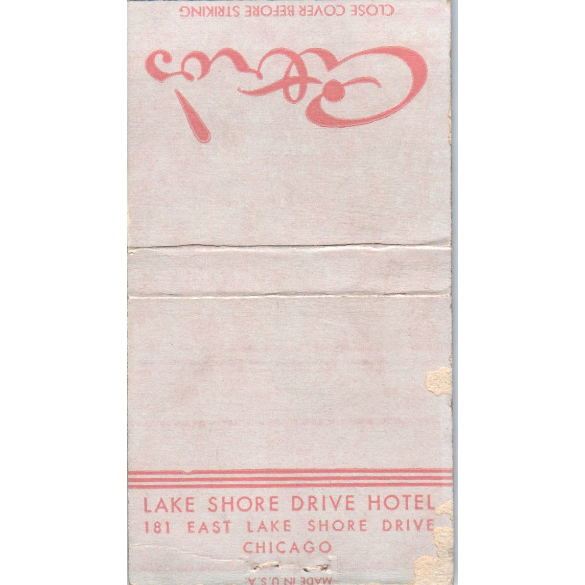 Citro's Restaurant Lake Shore Drive Hotel Chicago Vintage Matchbook Cover SF4-Y7