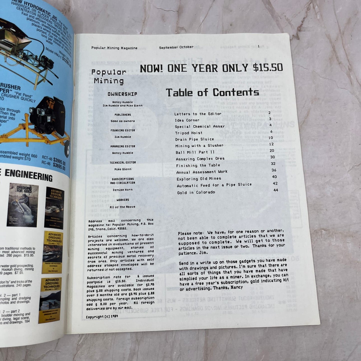 1984 Sep/Oct - Popular Mining Magazine - Treasure Hunting Prospecting Gold M11