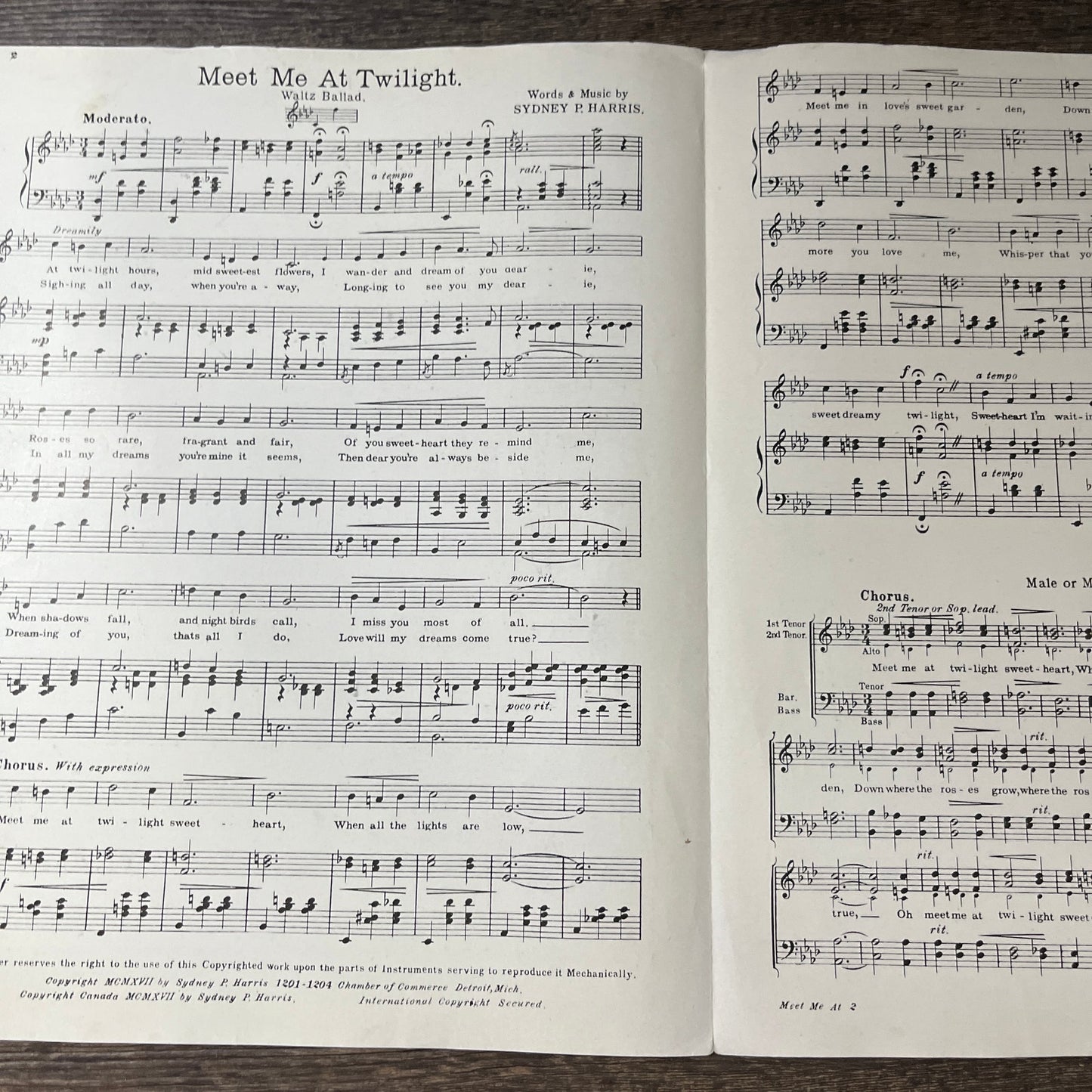 Meet Me At Twilight Sydney P Harris 1917 Sheet Music V13