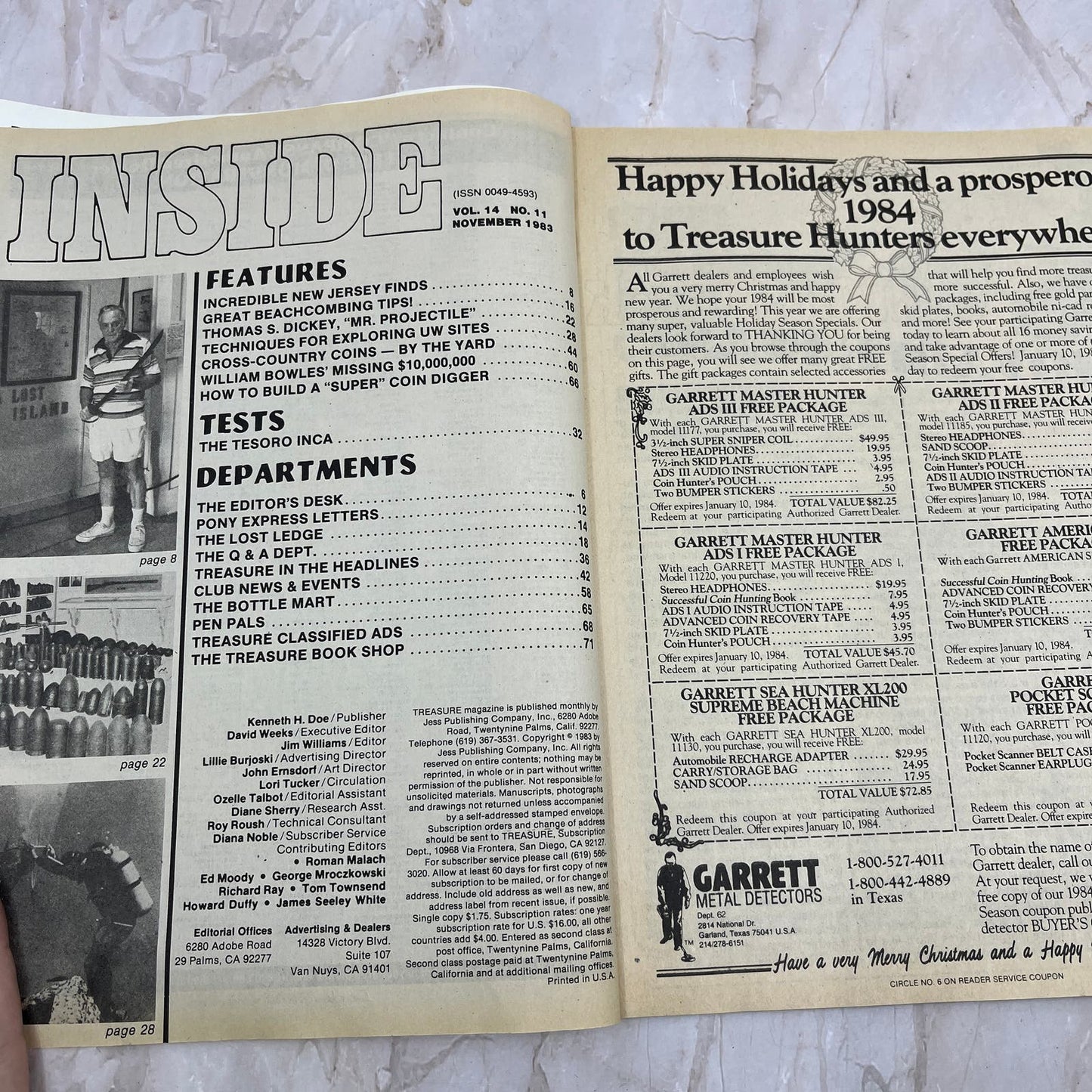 1983 Nov - Treasure Magazine - Treasure Hunting Metal Detecting Gold Coins M10