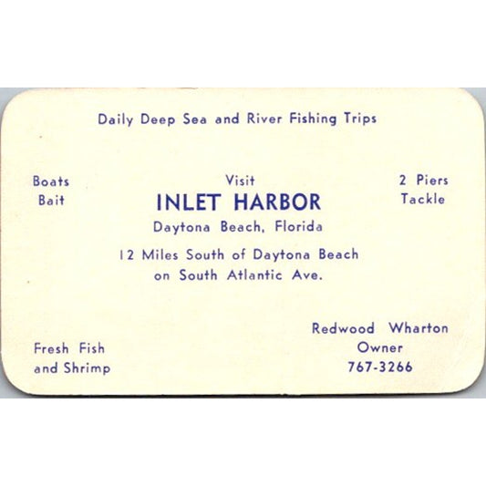Inlet Harbor Fishing Trips Daytona Beach Redwood Wharton Business Card AI9-M28