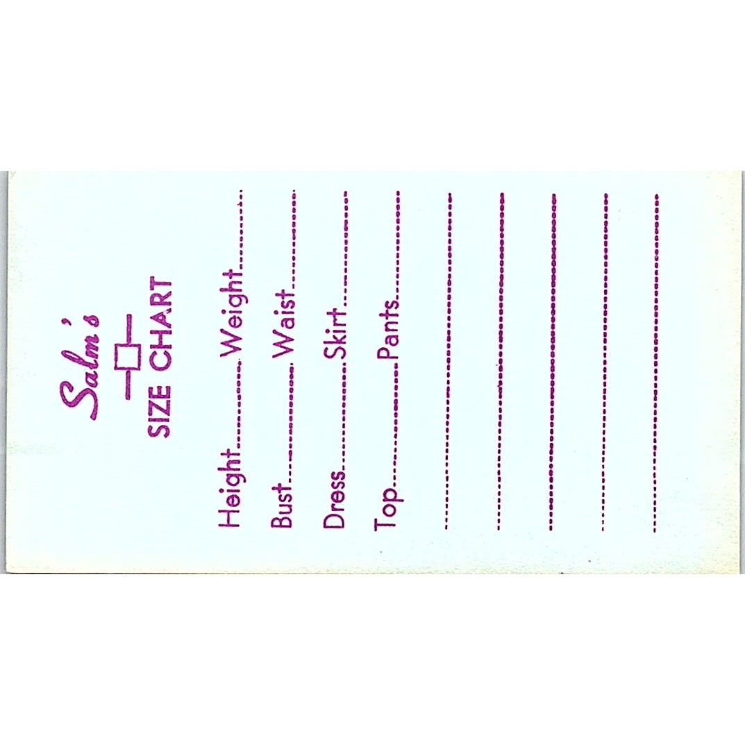 Salm's Women's Fashion Escondido CA Vintage Business Card SE5-B4