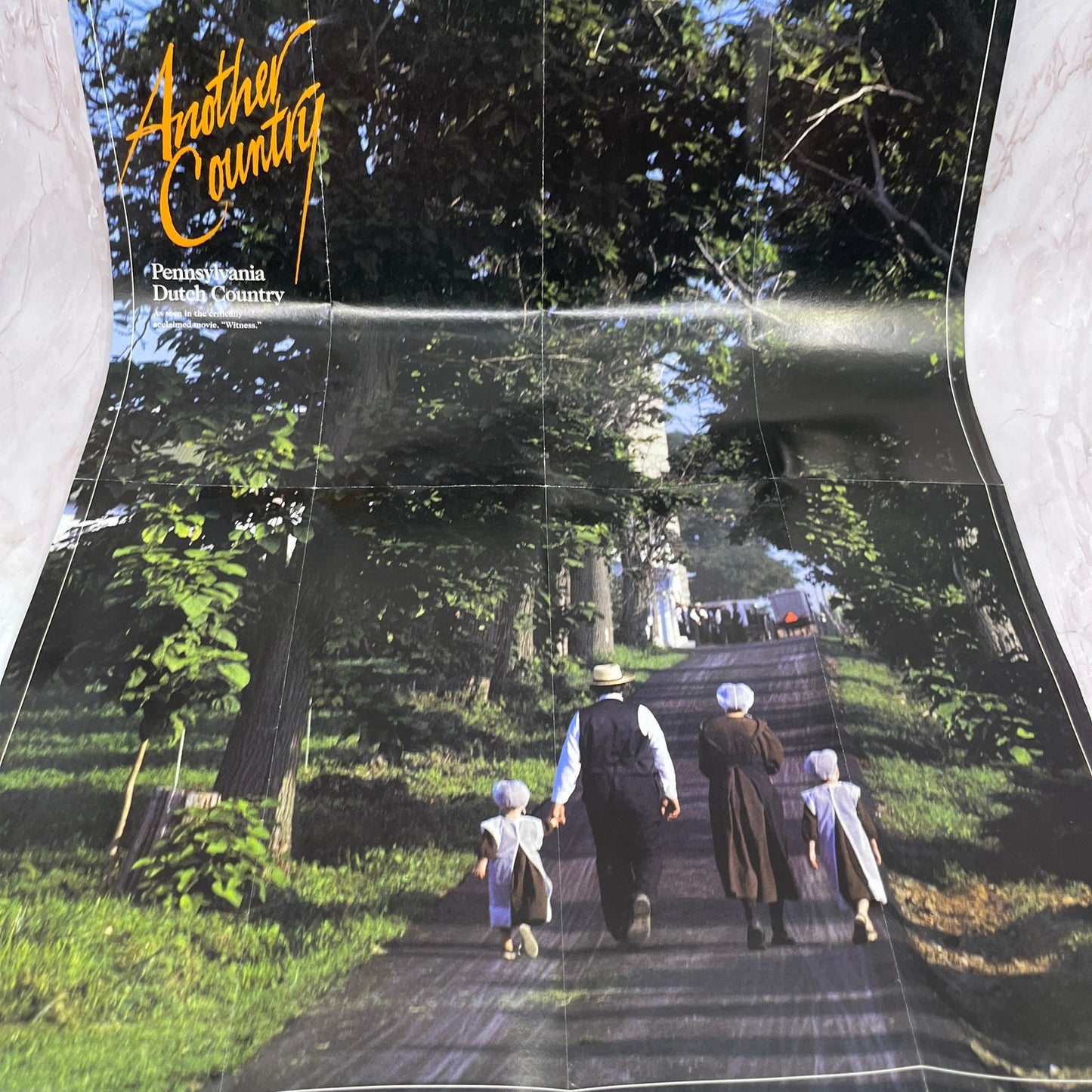 1986 Pennsylvania Dutch Country Fold Out Poster and Travel Guide TH9-LX1