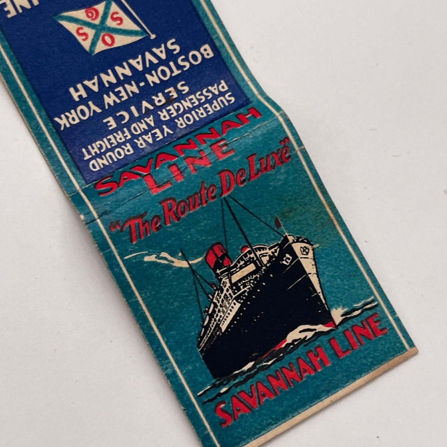 Savannah Line Steamer Boston-New York Vintage Matchbook Cover TB8-MB-14