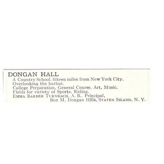 Dongan Hall Emma Barber Turnbach Staten Island NY 1924 Magazine Ad AD8-O8