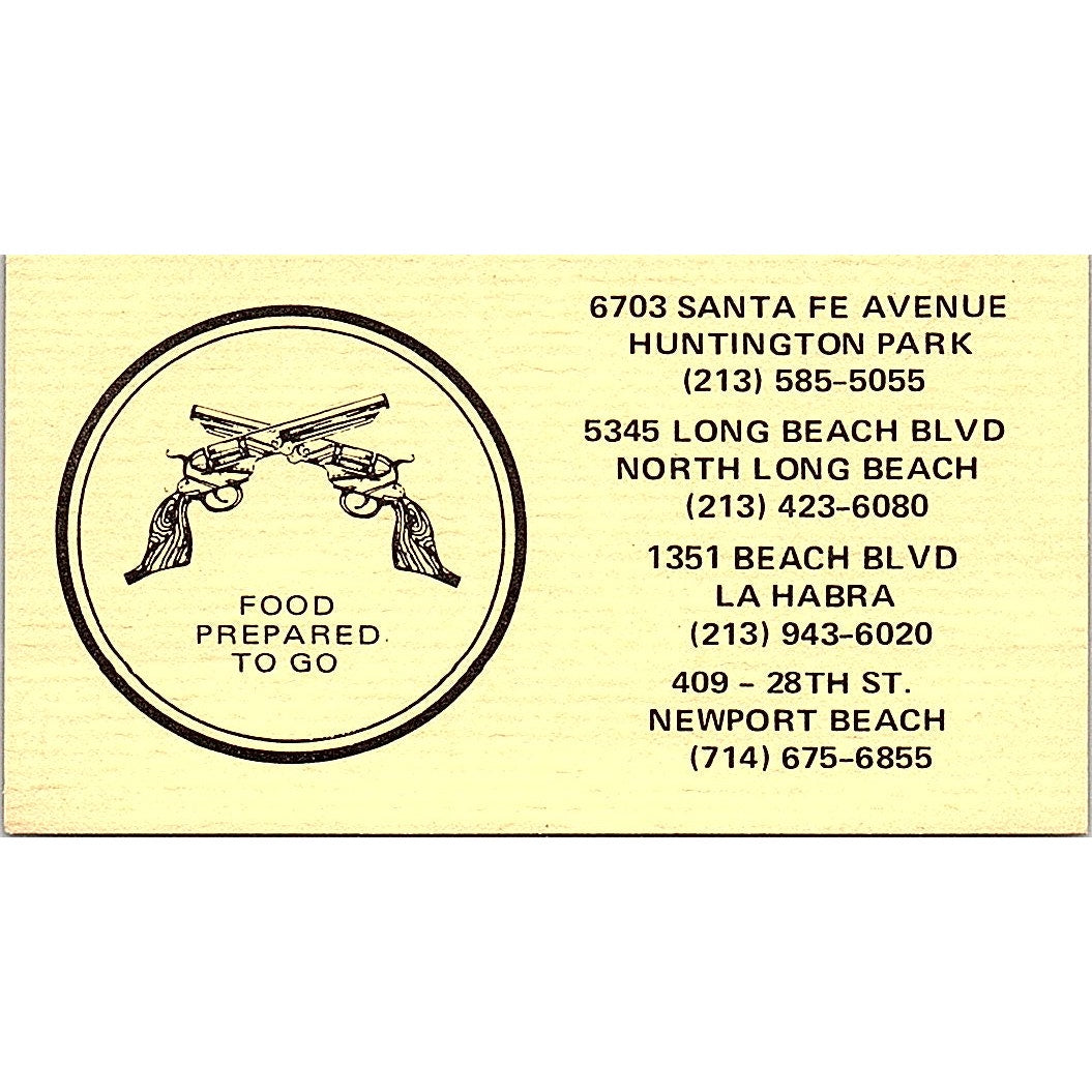 El Panchito Restaurant & Cocktails Long Beach Vintage Business Card SD9-B11