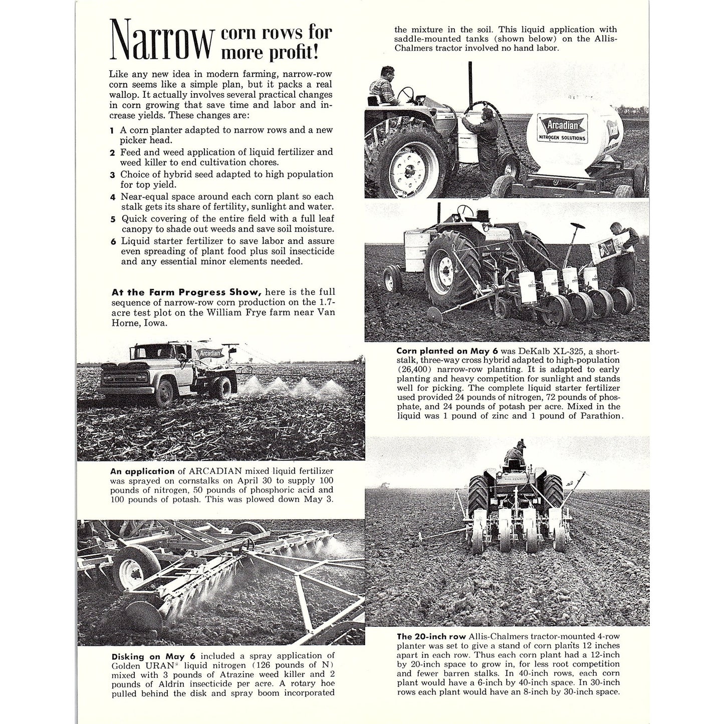 Narrow Row Corn Demonstration DeKalb Seed Arcadian Fertilizer \ Brochure AG5-H3