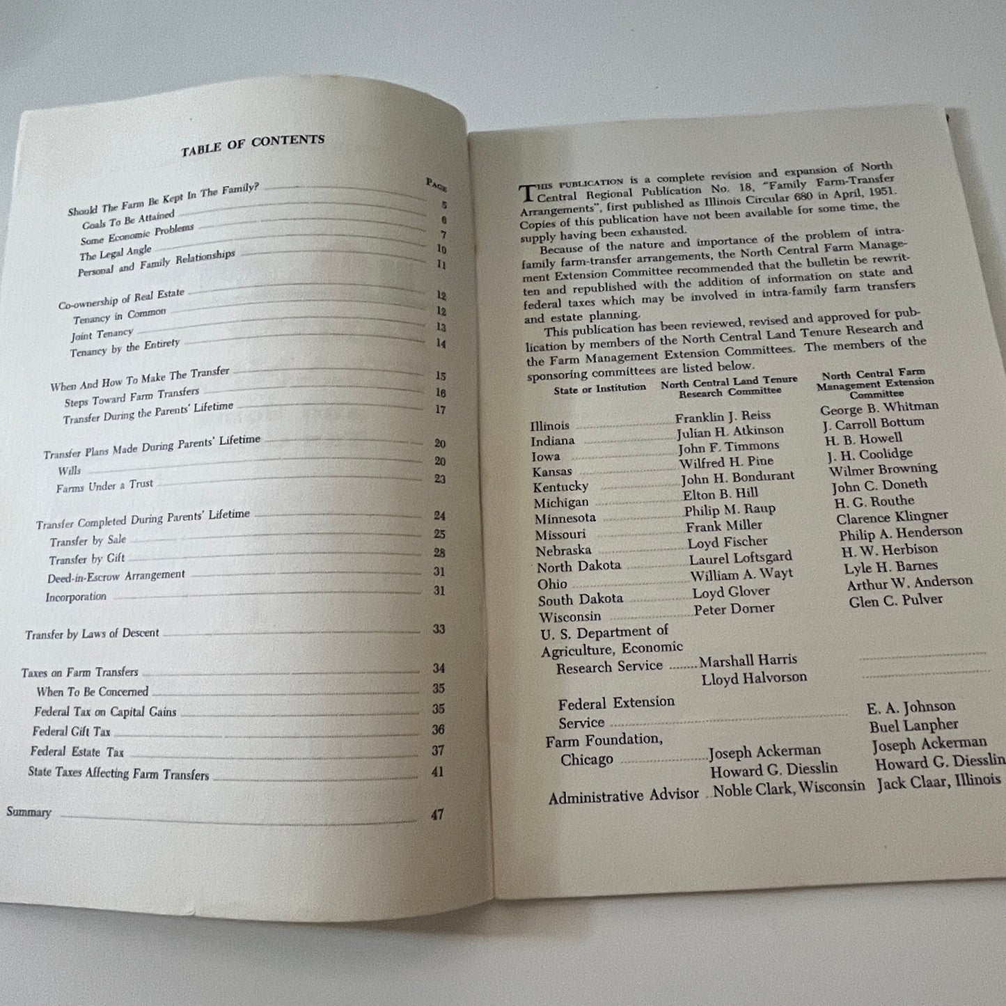 Family Farm Transfers & Tax Considerations 1967 Farmers Bulletin Booklet TK2-XB3