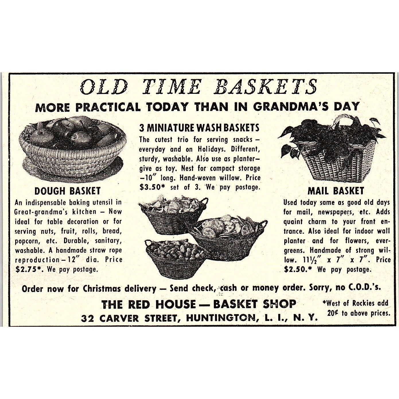The Red House Basket Shop Long Island NY 1952 Yankee Magazine Ad SAG5-H8