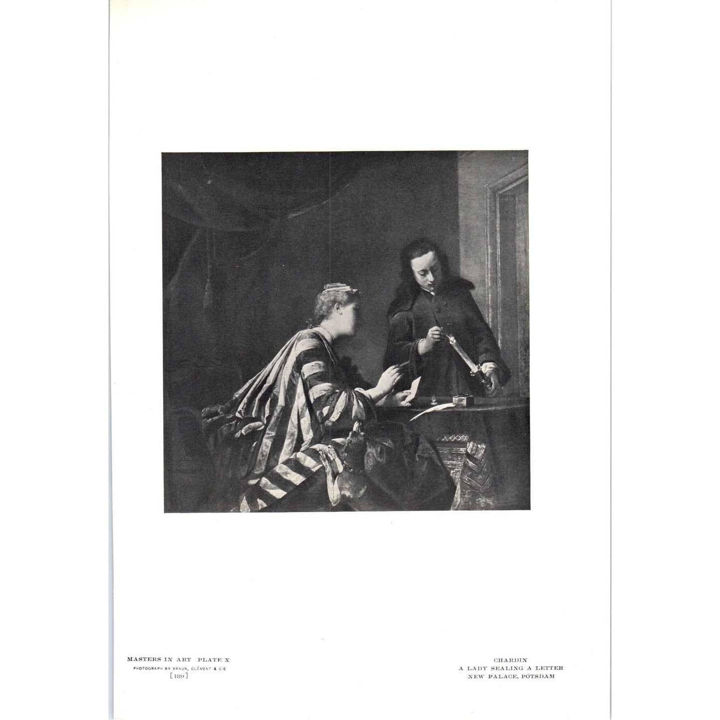 A Lady Sealing a Letter - Chardin c1905 Art Print D16