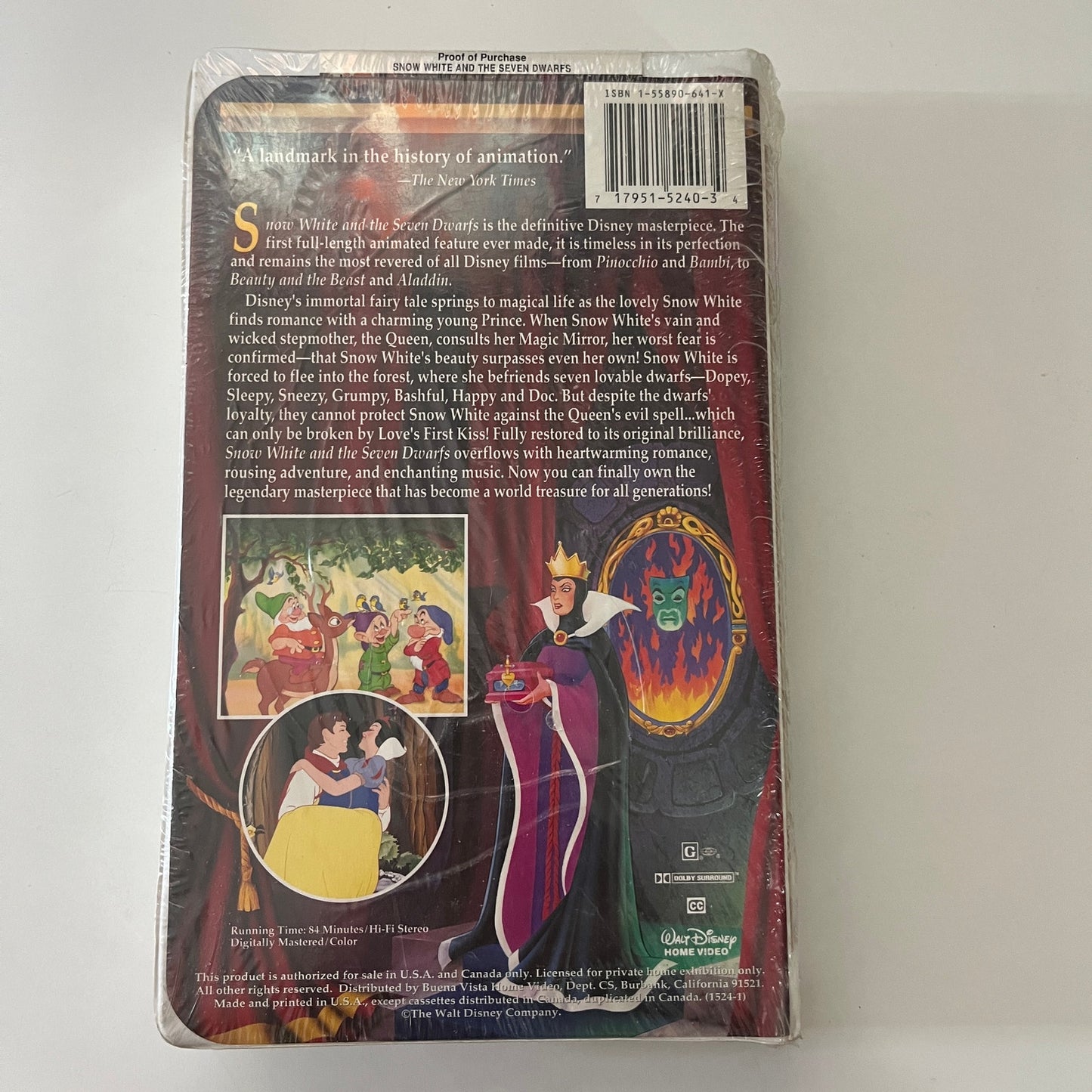 Disney's Snow White Masterpiece VHS 1st Edition ISBN: 1-55890-641-X TK3