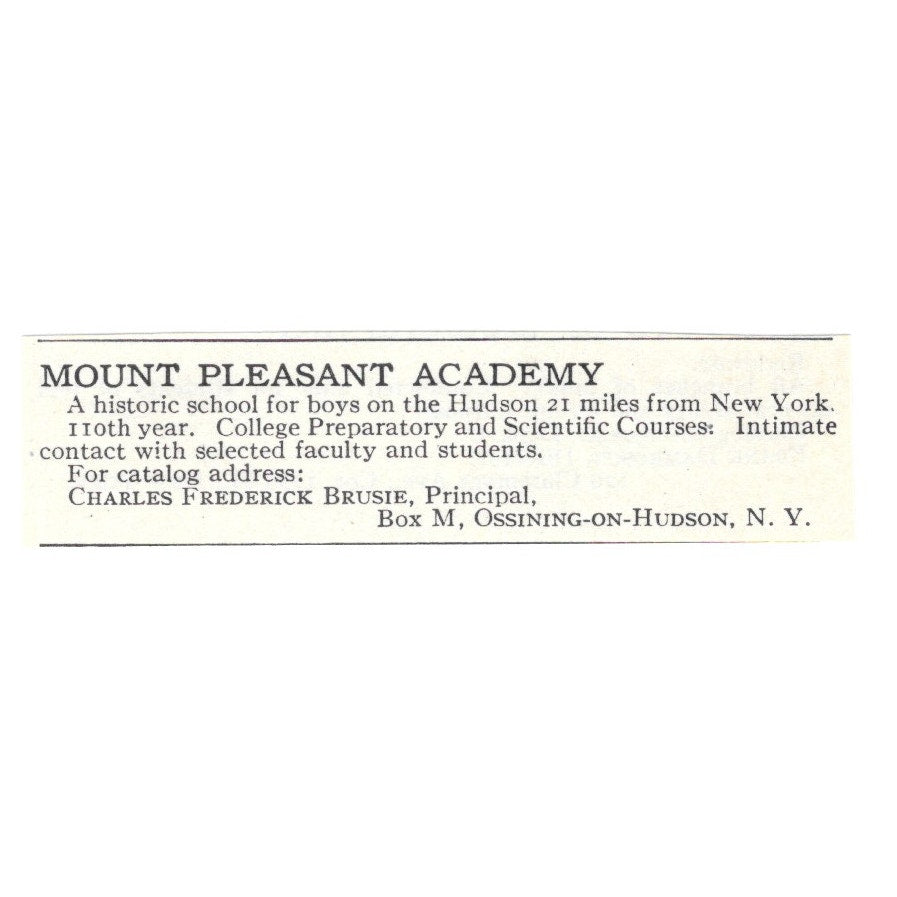Mount Pleasant Academy Charles Frederick Brusie Ossining NY 1924 Ad AD8-O6