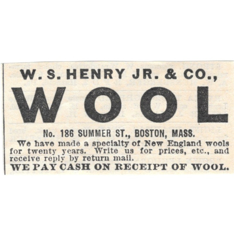 W.S. Henry Jr. & Co. Wool Boston MA 1905 Magazine Ad AF1-NES2